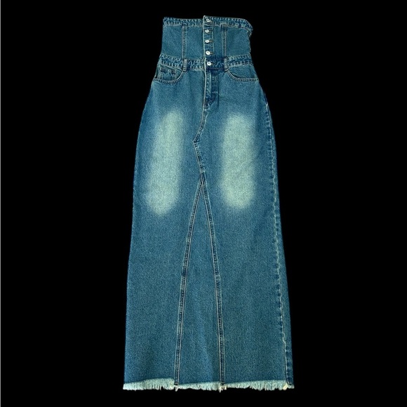 White Fox Boutique Denim Maxi Dress - Picture 6 of 16